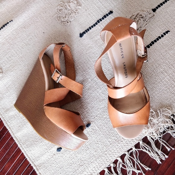 Chinese Laundry Shoes - Chinese Laundry Tan Platform Espadrilles Heels 7.5